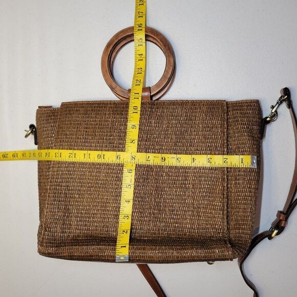 Patricia Nash Mariola Raffia Tote Bag in Tobacco Brown Woven Handbag Crossbody - Picture 12 of 13